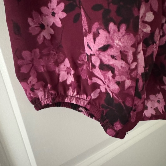 Anne Klein Dark Red Floral Blouse - Picture 6 of 11